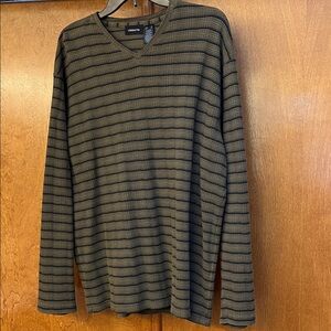 Claiborne Black and Tan Striped Sweater